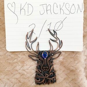 Intricate Stag Pendant with Blue Gem